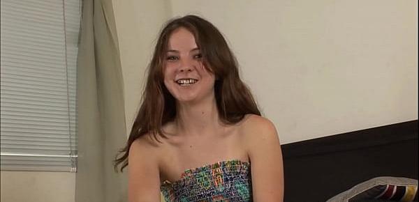  Shy Teen Interviews and Shows Hairy Pussy